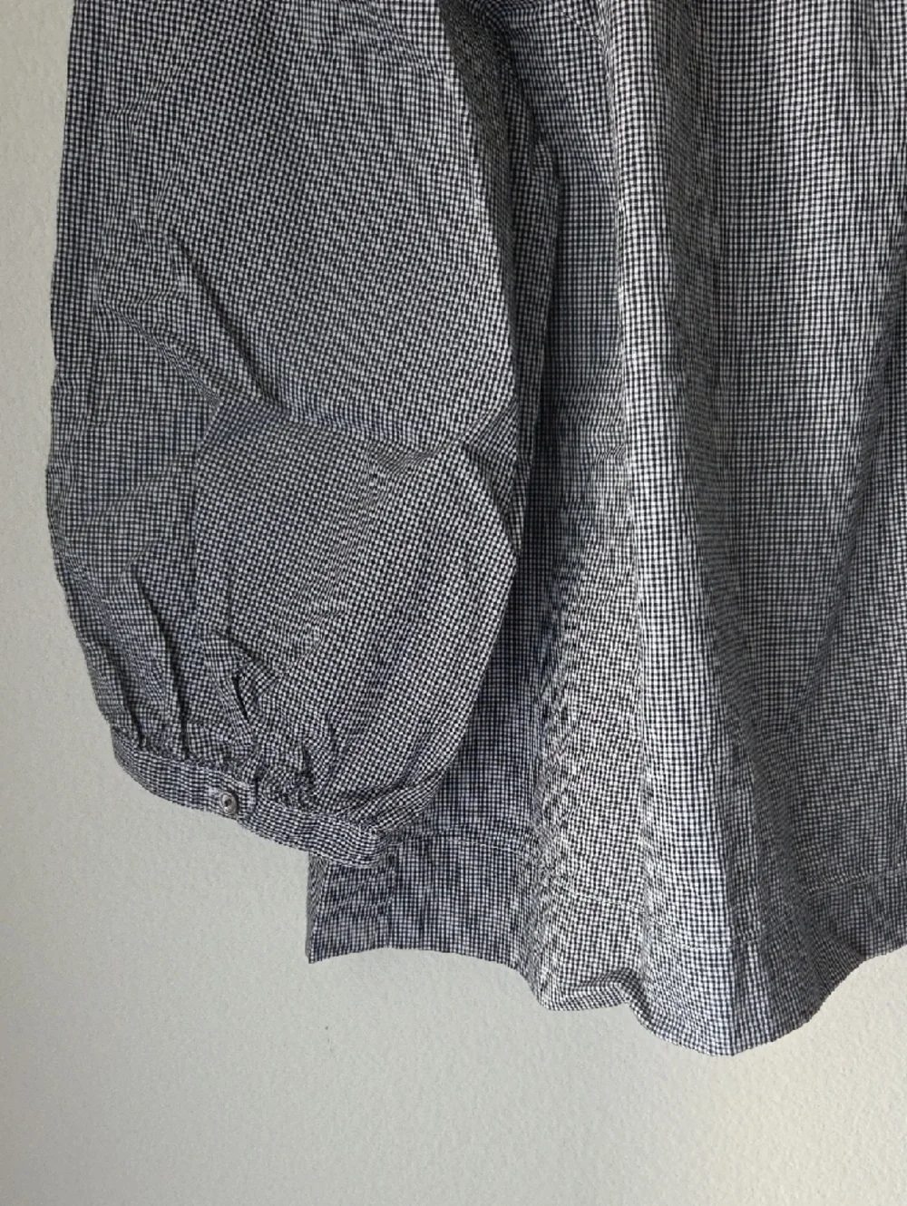 J. Crew Gray Checked Square Neck Peasant Blouse 100% Cotton Sz 8 Boho Cottage